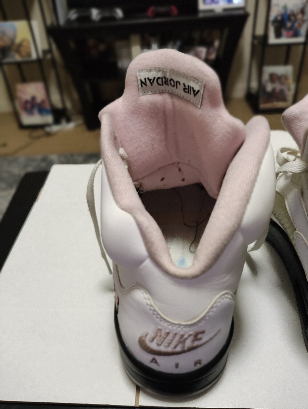 Jordan Men White & Pink High-Top Sneakers with Black Sole - Picture 7 of 7